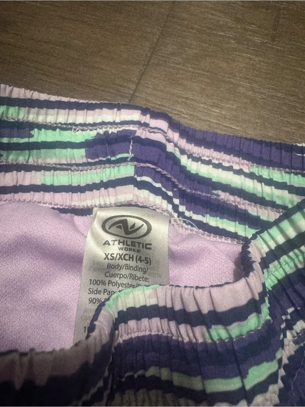 Athletic Works Striped Girl’s Athletic Shorts in Purple, Mint & Light Pink
